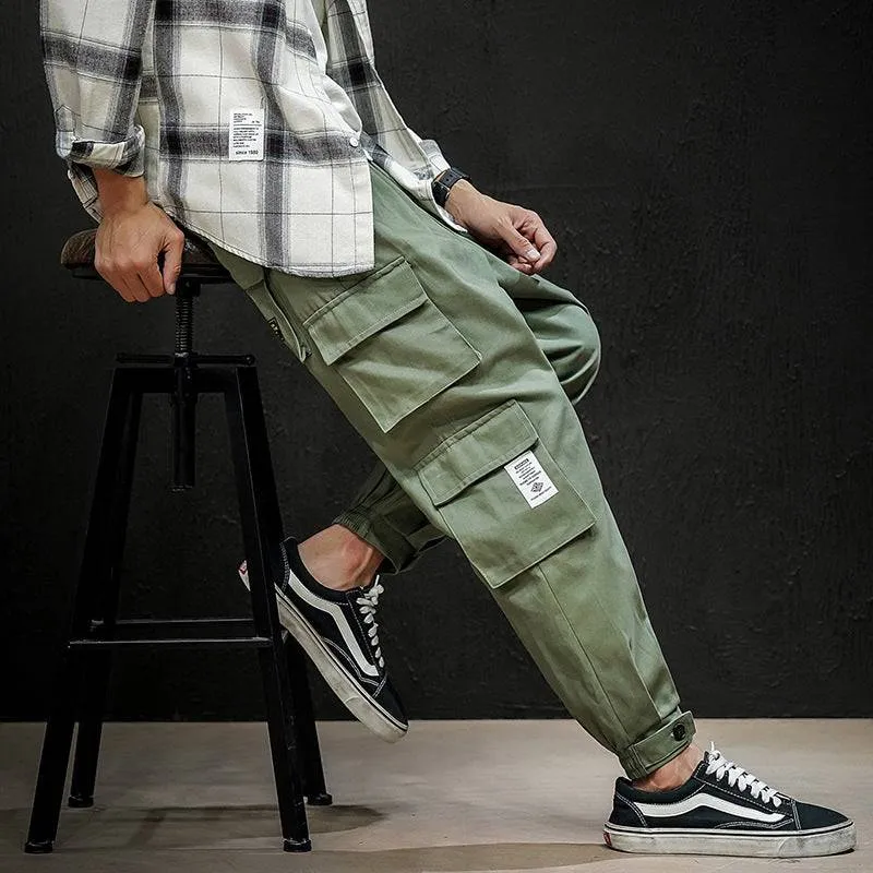 2023 Autumn Cargo Pants Black Casual Male Sweatpants Hip Hop Trousers Men Fashion Loose Sports Jogger Pants Workout