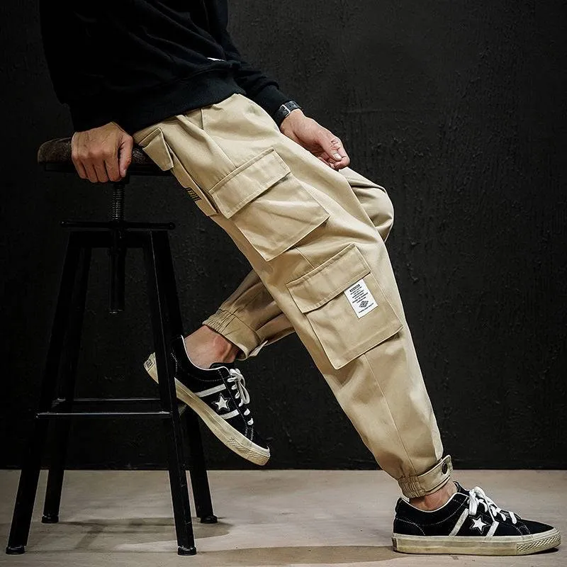 2023 Autumn Cargo Pants Black Casual Male Sweatpants Hip Hop Trousers Men Fashion Loose Sports Jogger Pants Workout