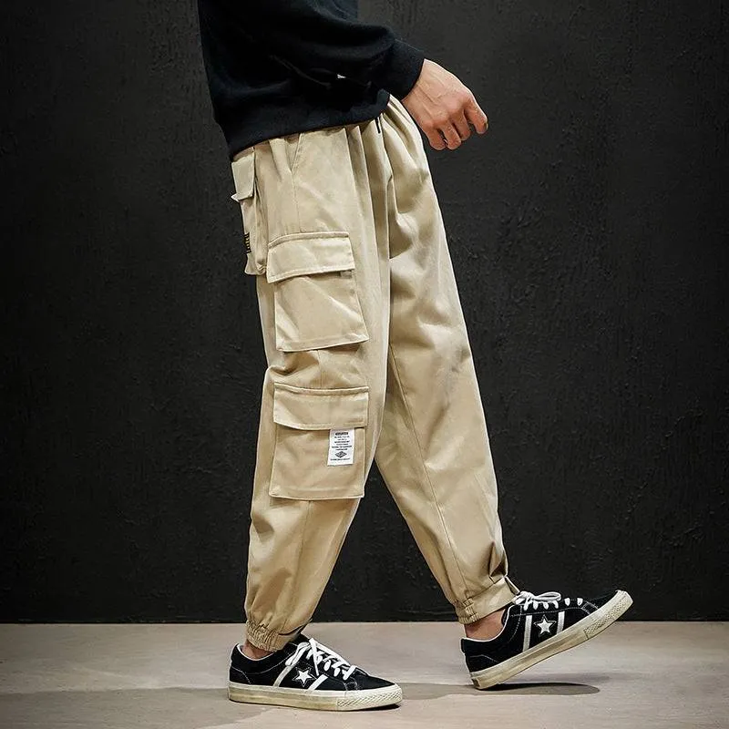 2023 Autumn Cargo Pants Black Casual Male Sweatpants Hip Hop Trousers Men Fashion Loose Sports Jogger Pants Workout