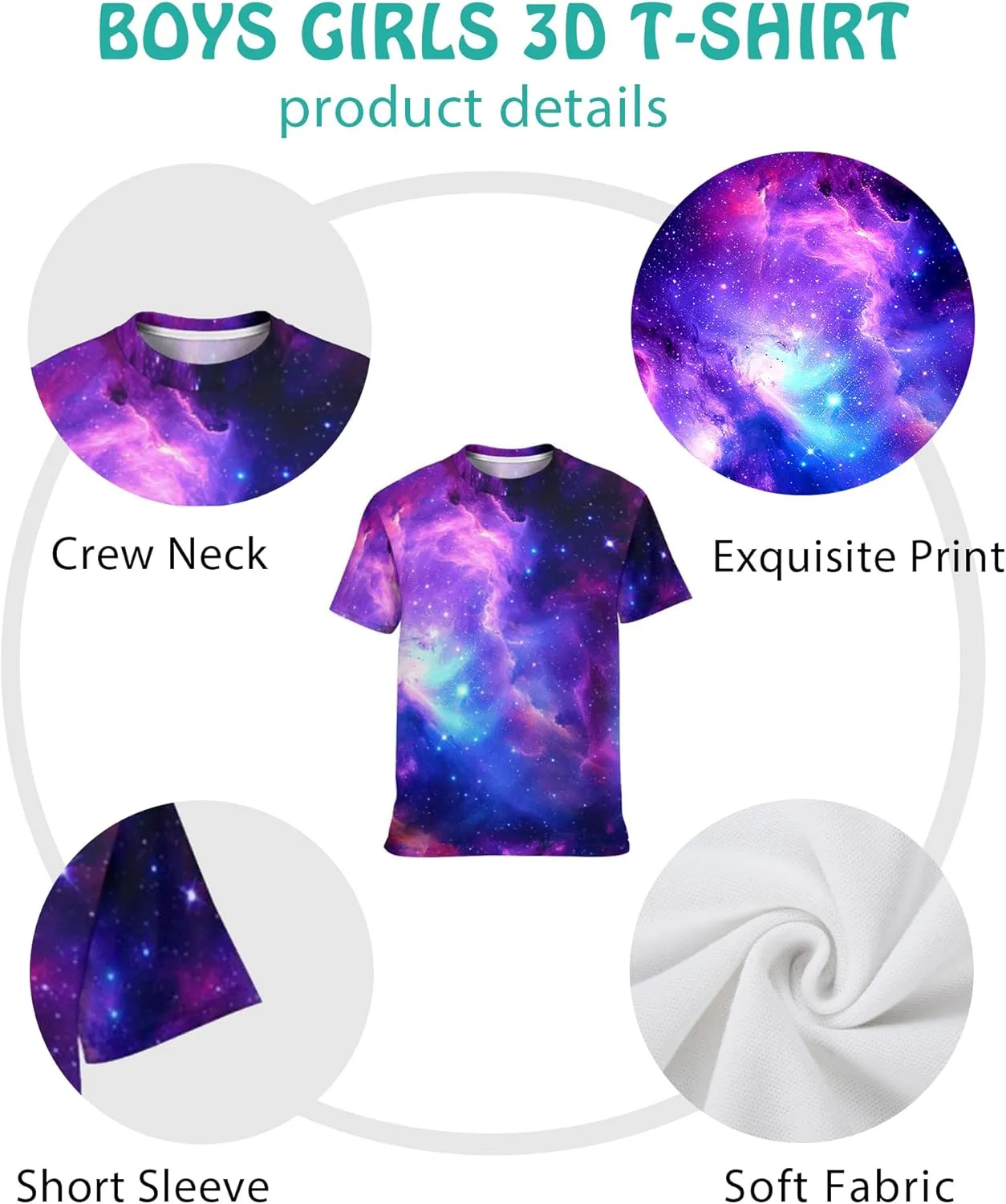 3D Graphic T Shirts for Boys Girls Kids, Casual Crewneck Short Sleeve Tops Tees for Teens 6-16 Years