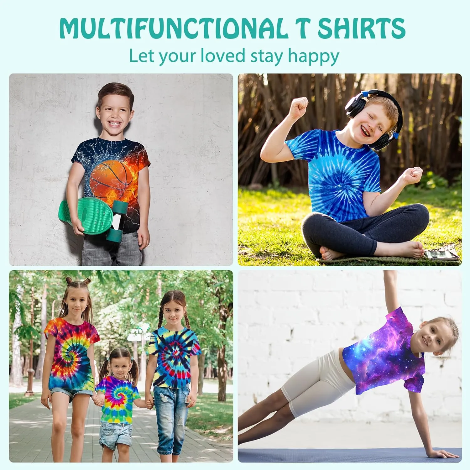 3D Graphic T Shirts for Boys Girls Kids, Casual Crewneck Short Sleeve Tops Tees for Teens 6-16 Years