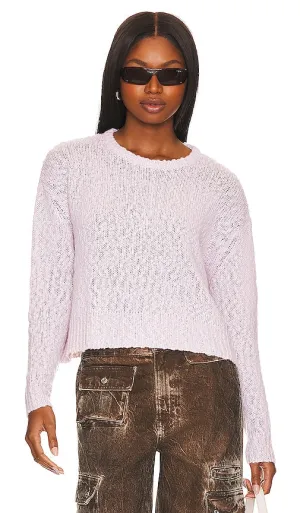 Autumn Cashmere Cropped Boxy Texture Crew Neck in Blush