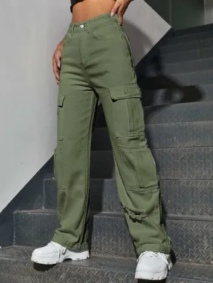 Flap Pocket Ripped Jeans