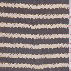 Grey/Black Small Zig Zag Stripe Crinkled Silk Chiffon Fabric