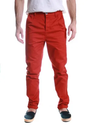 Humor Dean Carrot Slim Pant Chino Trousers in Dark Red Orange