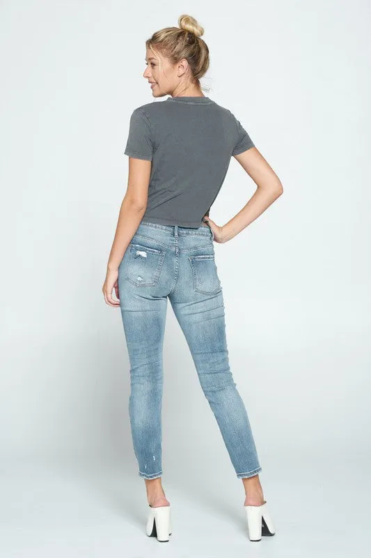 I&M- High Rise Medium Washed Boyfriend Fit Jeans
