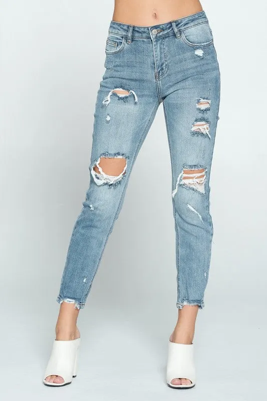 I&M- High Rise Medium Washed Boyfriend Fit Jeans