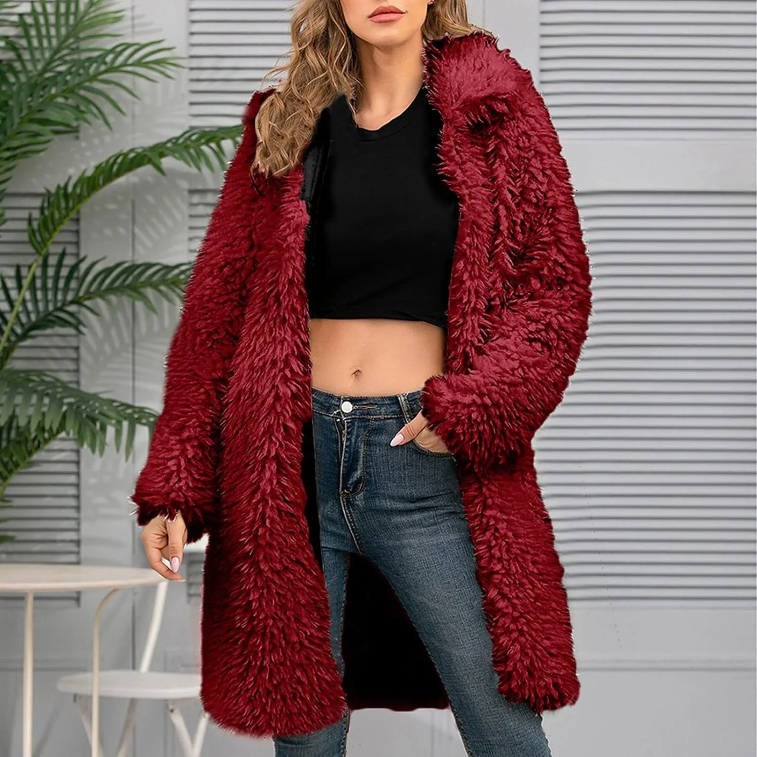 LCMTWX Trench Coat for Women 2023 Furry Women Long Jacket Faux Sleeve Short Warm Women's Coat Cropped Jacket Puffer