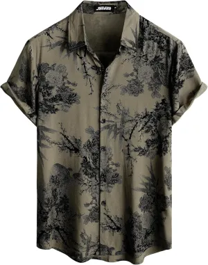 Mens Hawaiian Shirt Short Sleeve Button Down Tropical Shirts Casual Floral Summer Beach Shirt