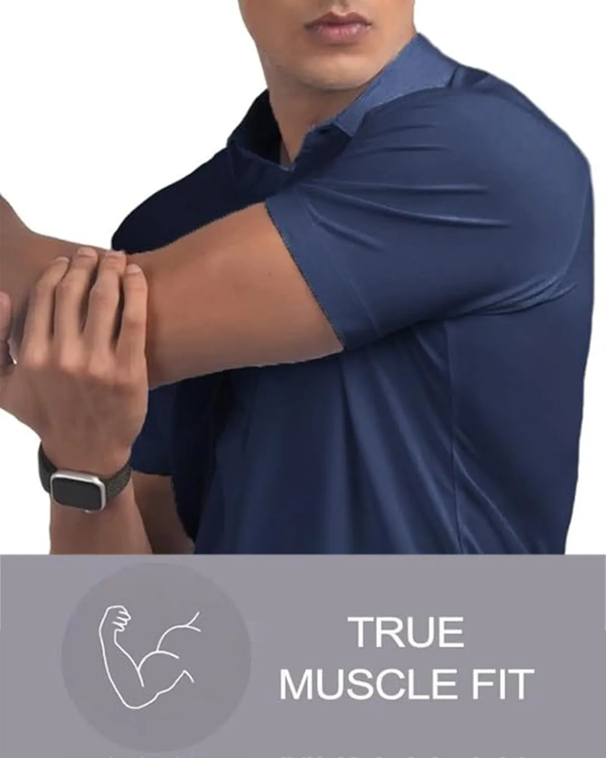 Men's Muscle Fit Dress Shirts Short Sleeve Button Down Slim Fit Stretch Wrinkle Summer Shirt for Men
