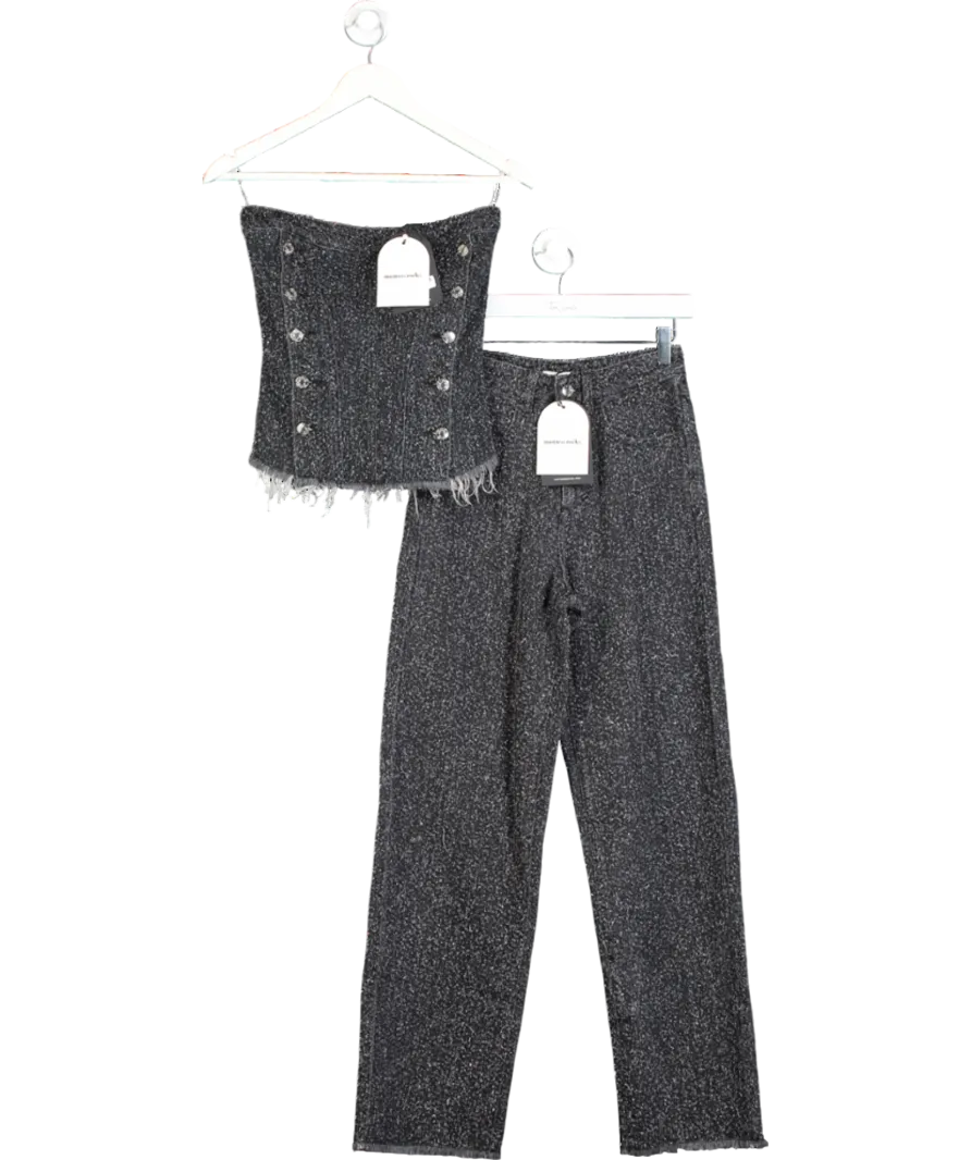 Mistress Rocks Black Distressed Denim Baggy Jeans And Corset Top UK XS
