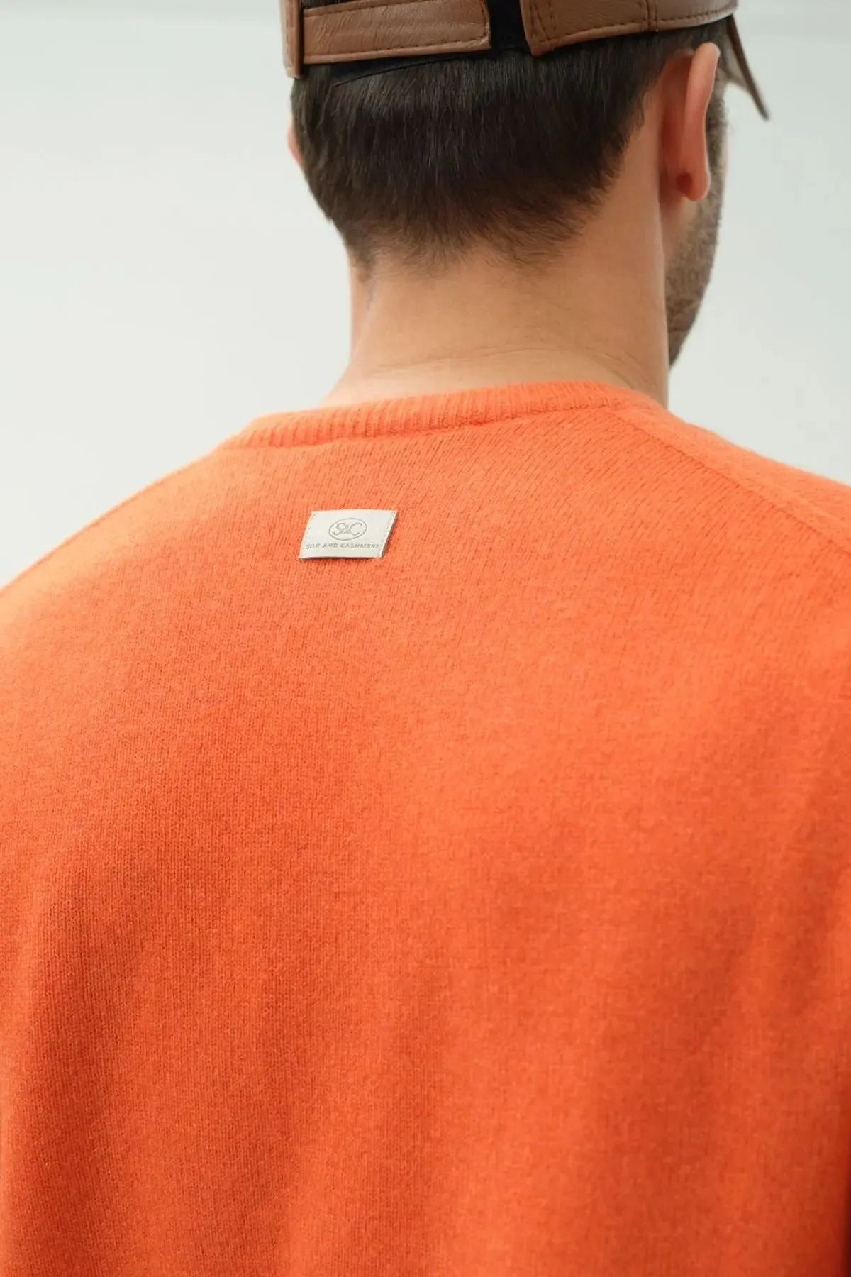 Orange Pure Cashmere V-Neck Long Sleeve Vincent Men's Sweater