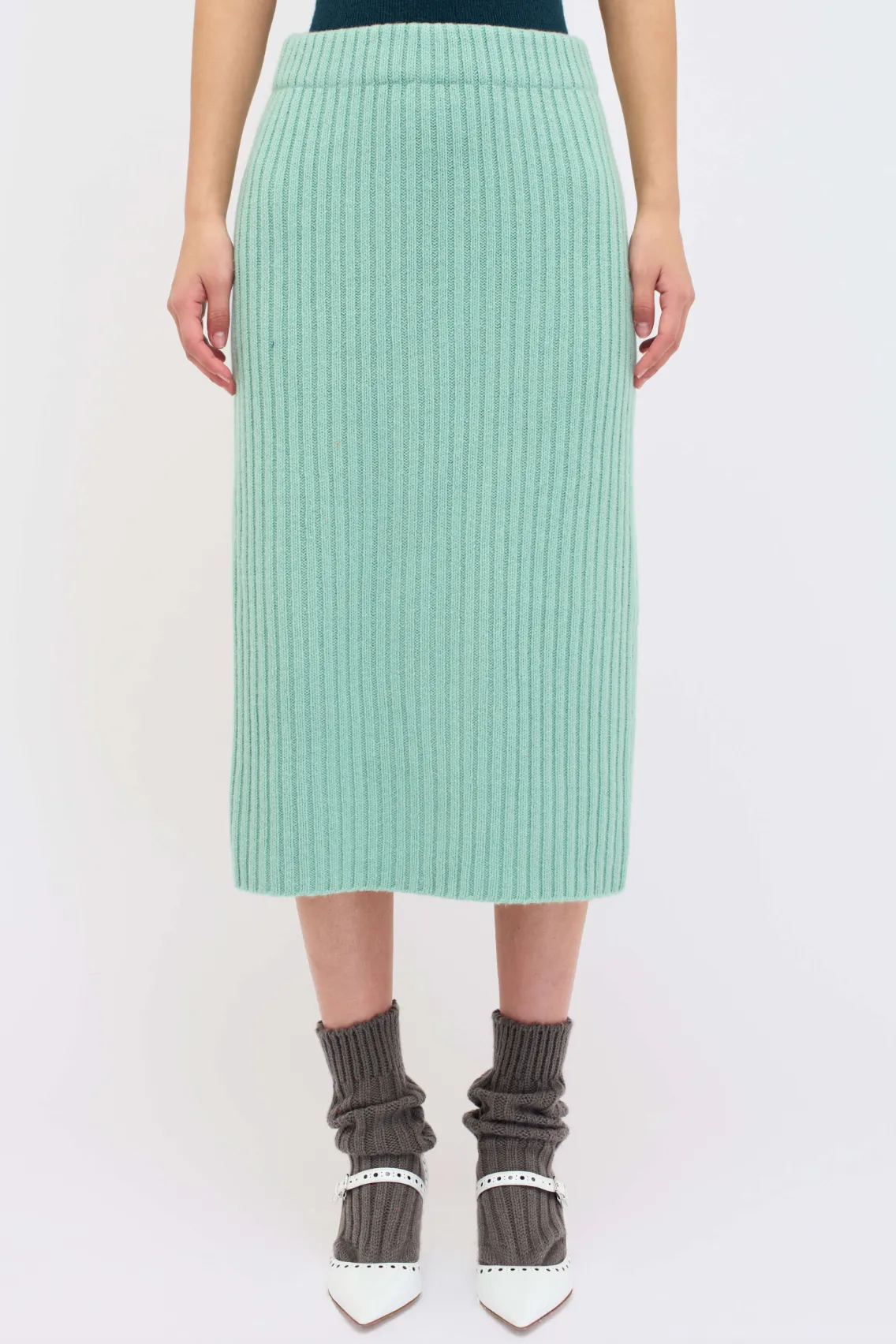 Ribbed Pencil Skirt - Mint