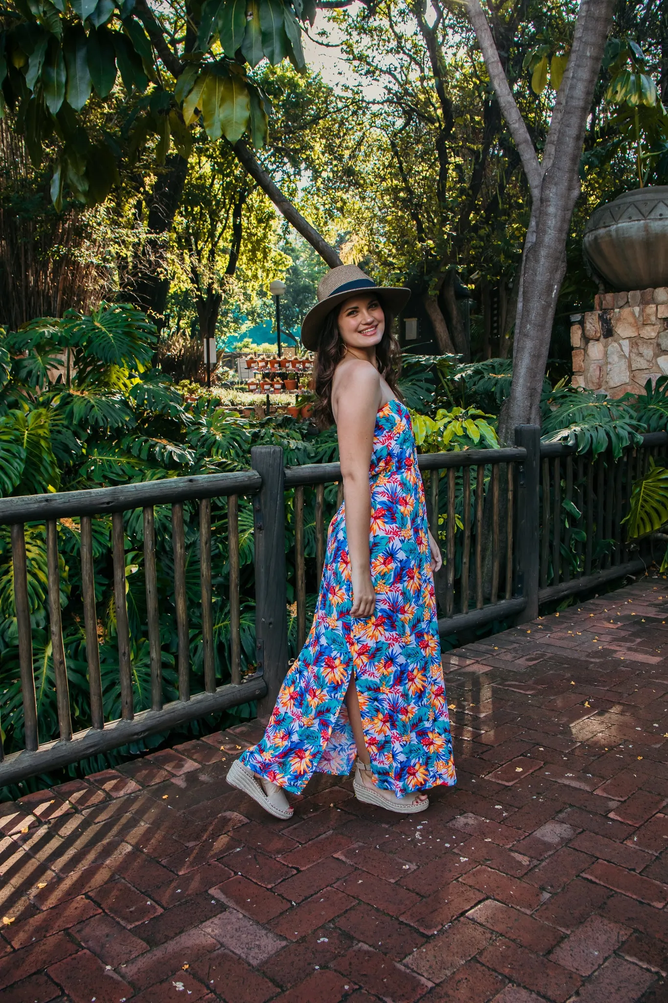 Selene Wide Brim Fedora Sunhat: Tan & Black