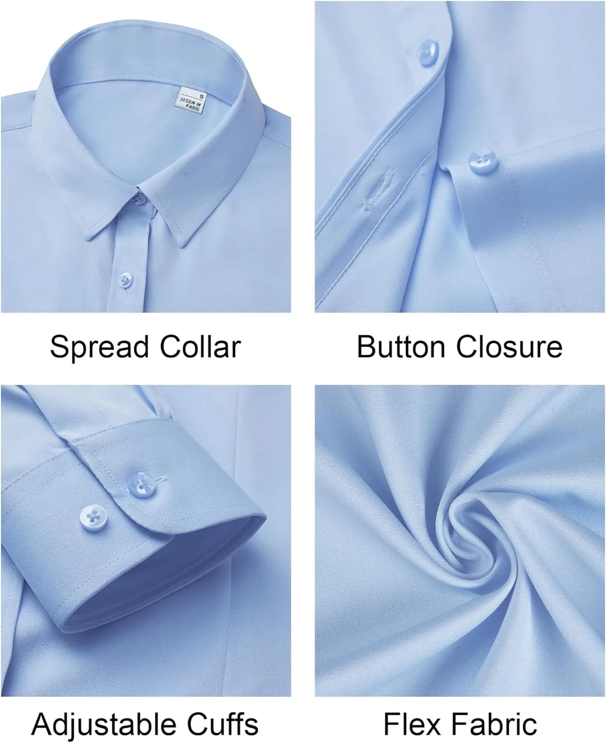 Women's Button Down Shirts Long Sleeve Dress Shirts Collared Fitted Work Office Blouse Tops Wrinkle Free